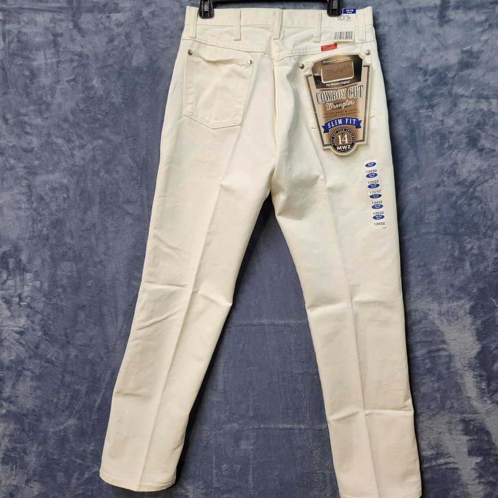 Wrangler Cowboy Cut Slim Fit Jeans Mens 13x32 Off White Western‎ NWT USA Vintage